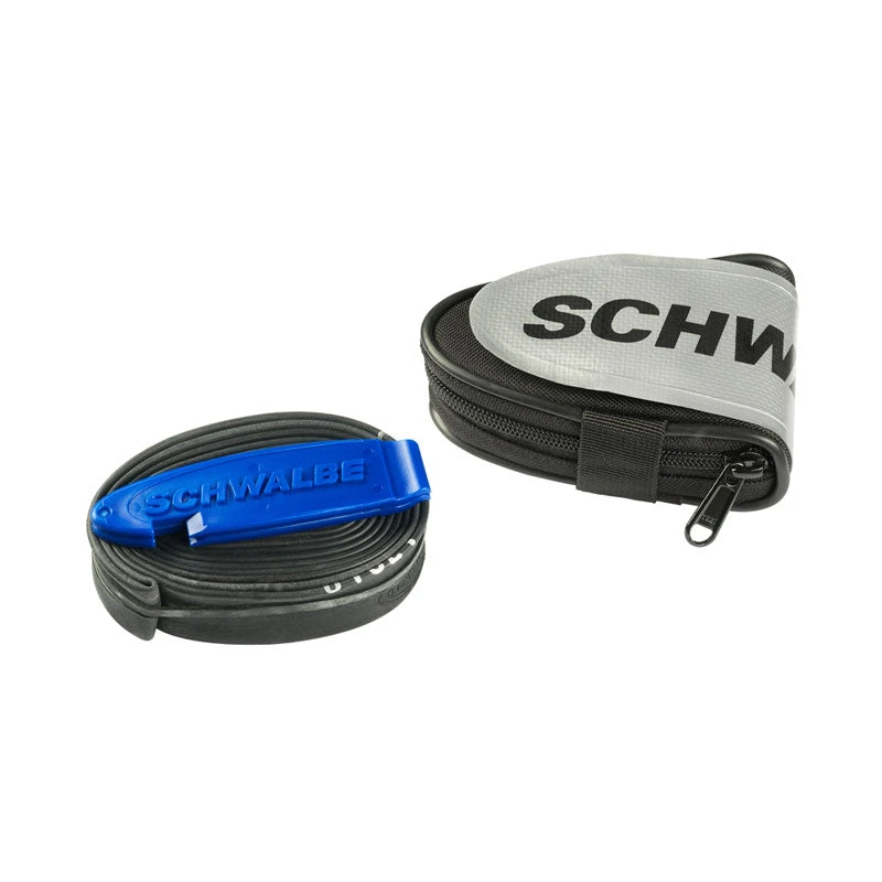 Schwalbe Race Saddlebag - 1 X SV15 700c Road Bike Inner Tube & 2 X Tyre Levers 1 Schwalbe Race Saddlebag - 1 X SV15 700c Road Bike Inner Tube & 2 X Tyre Levers