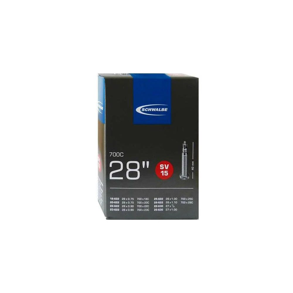 Schwalbe SV15 Road Bike Inner Tube 700c X 18-28 Presta - 40mm Wheels & Tyres 1 Schwalbe SV15 Road Bike Inner Tube 700c X 18-28 Presta - 40mm Wheels & Tyres