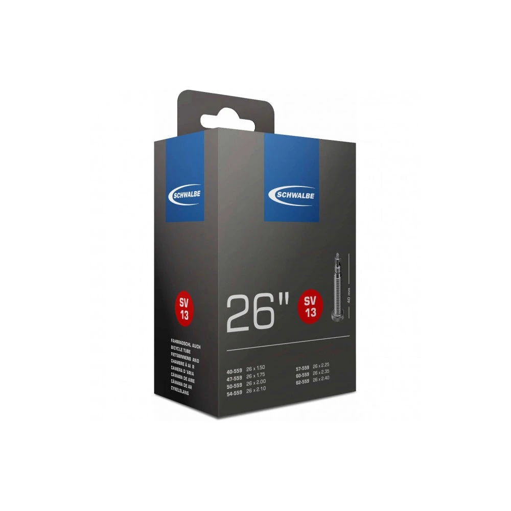 Schwalbe SV13 Mountain Bike MTB Inner Tube 26" X 1.5-2.5 Presta - 40mm Wheels & Tyres 1 Schwalbe SV13 Mountain Bike MTB Inner Tube 26" X 1.5-2.5 Presta - 40mm Wheels & Tyres