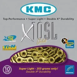 Drivetrain KMC X10SL Gold 10 Speed Chain For Shimano / Campagnolo