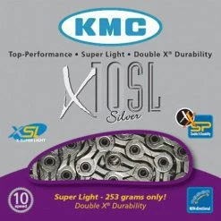 KMC X10-SL Silver 10 Speed Chain For Shimano / Campagnolo Drivetrain