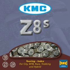 KMC Z8S - 8 Speed Road Bike Chain 1/2" X 3/32" - Silver / Grey